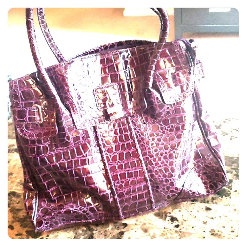 NY&C purple python tote.
